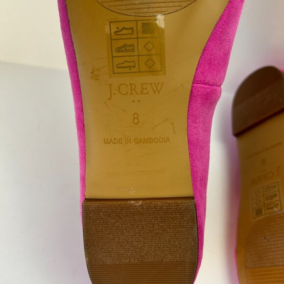 J Crew Shoes Pink Bow Loafers Flat Slip On Vegan Suede Preppy Barbiecore - Picture 8 of 9